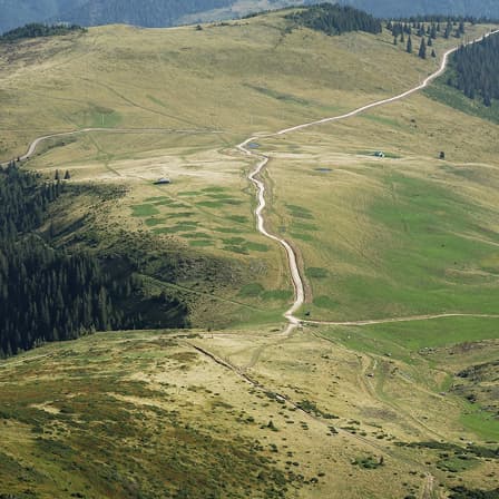 Scenic countryside route viewed from above